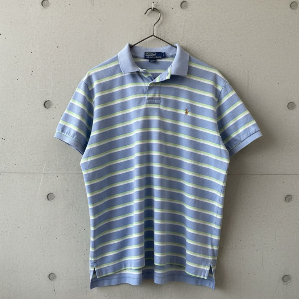 Polo Ralph Lauren Striped Pima Cotton Polo Shirt Size L Blue Green